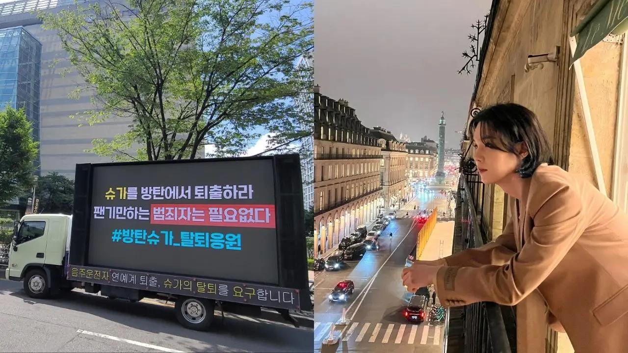 The BTS ARMY is enraged after several trucks with hate messages against rapper Suga were spotted in Seoul following his drunk driving case. Read more