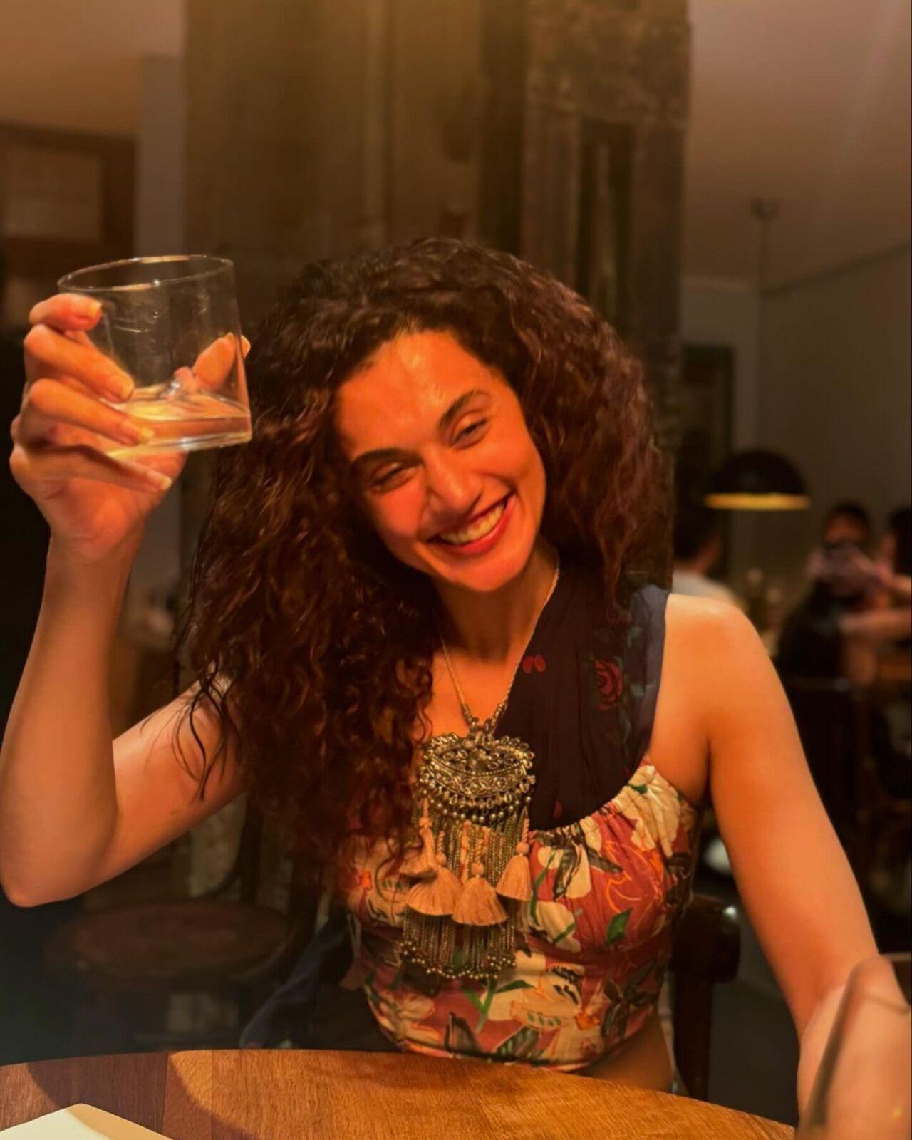 The actor visited a local bar to refresh and rejuvenate and celebrate the response received for her two upcoming films. 