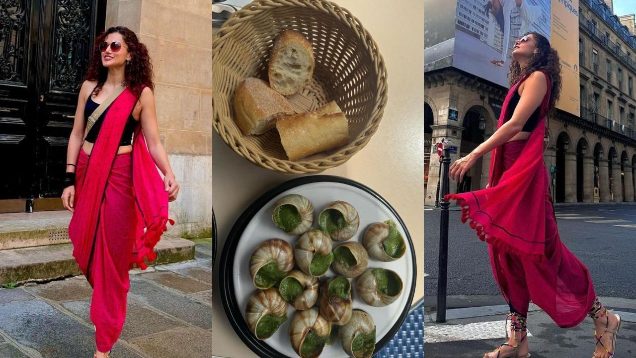 Taapsee Pannu relishes an entire plate of snails during her visit to the 2024 Paris Olympics 