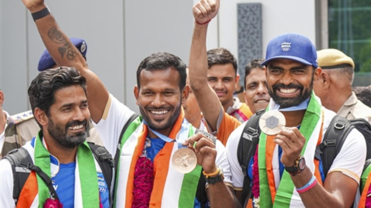 PR Sreejesh, Abhishek Nain, Amit Rohidas, and Sanjay were among the players who touched down at the national capital today