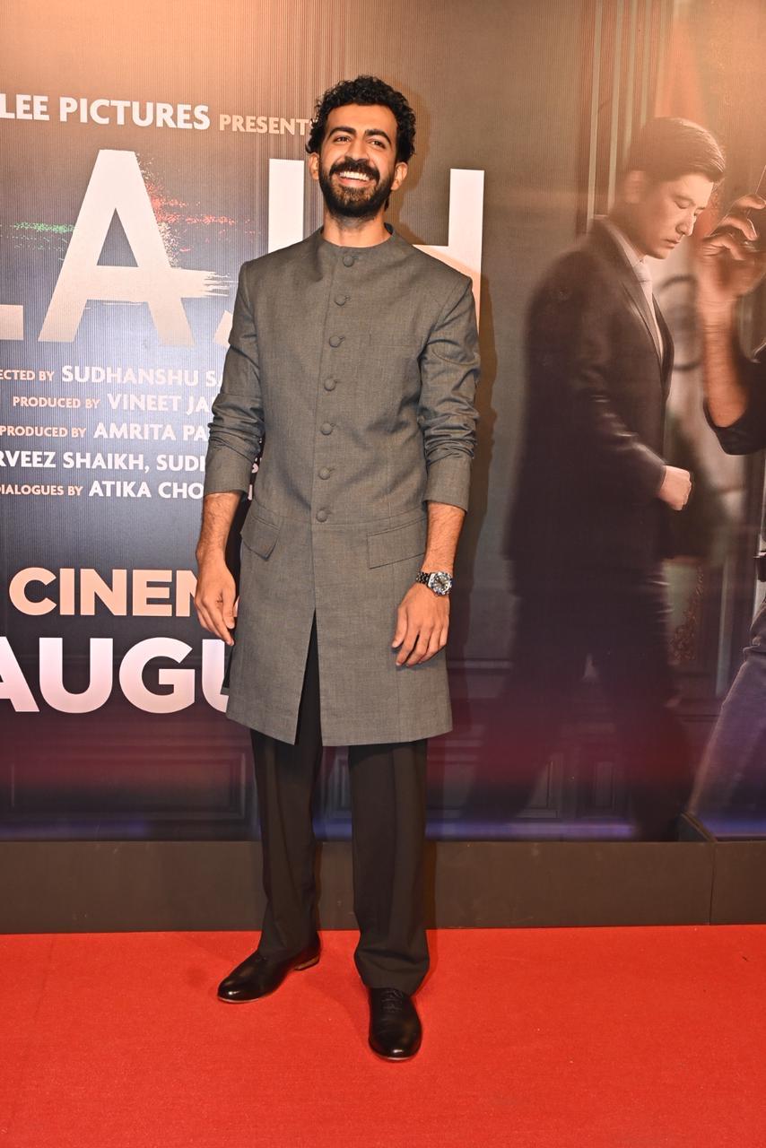 Roshan Mathew arrived for the screening of the movie in a contemporary ethnic look