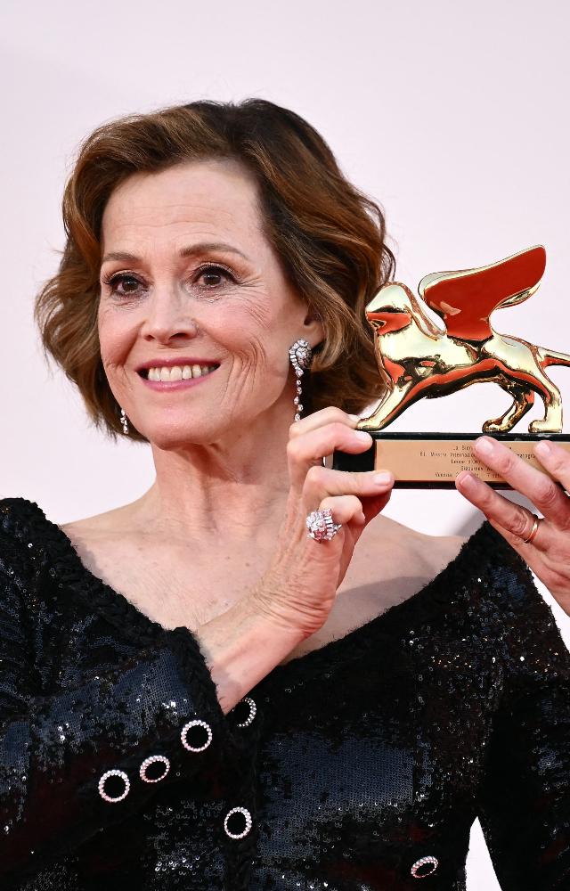 The legendary star of films such as `Alien,` `Avatar` and `Gorillas in the Mist` was hounoured ahead of the world premiere of `Beetlejuice Beetlejuice`.