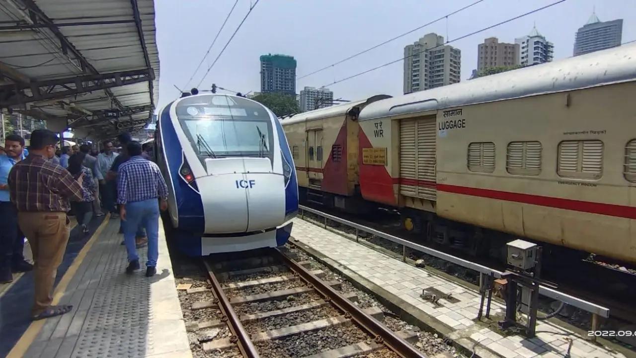 Western Railway revises Mumbai Central–Ahmedabad Vande Bharat Express train timings, check details
The Western Railway on Tuesday said that it has decided to revise Mumbai Central-Ahmedabad Vande Bharat Express train timings. In an official statement, the Western Railway said that the timings of Train No. 22961 Mumbai Central–Ahmedabad Vande Bharat Express was being revised. Read More
 