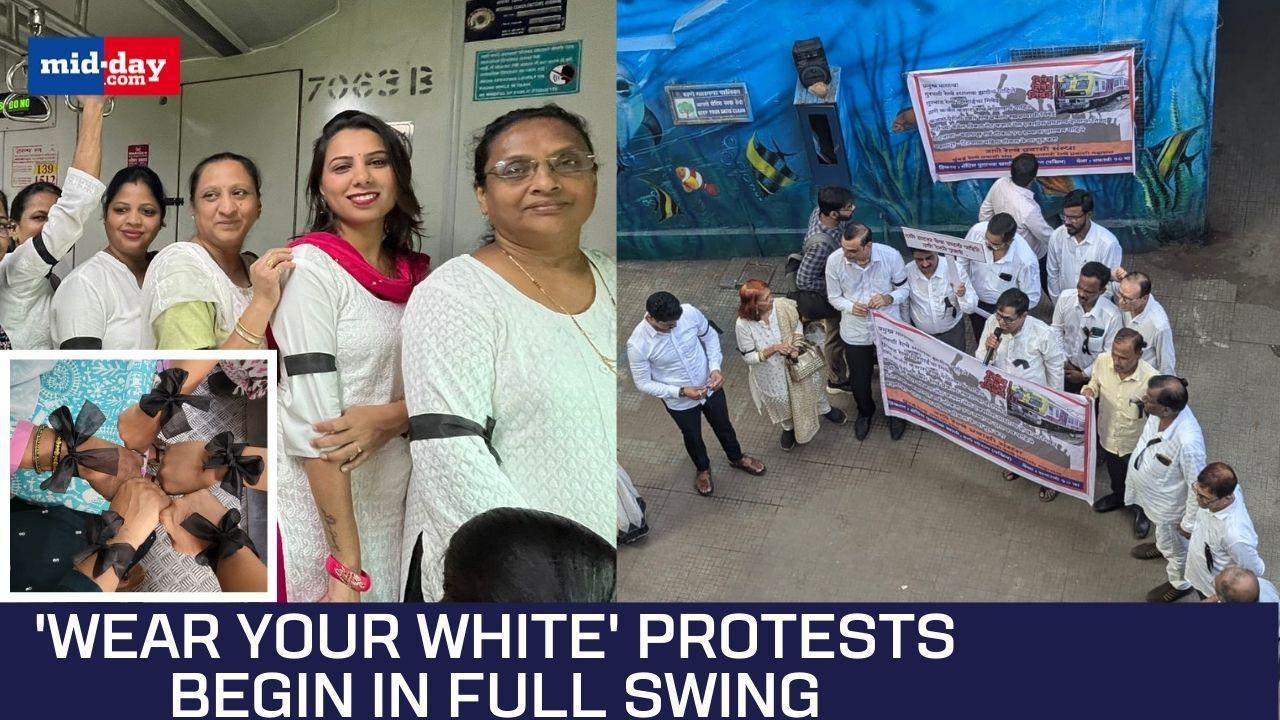 ‘Wear Your White’ protest kicks off at Mumbai suburban railway stations - WATCH