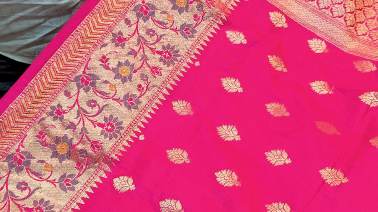 A pink kadwa Banarasi saree