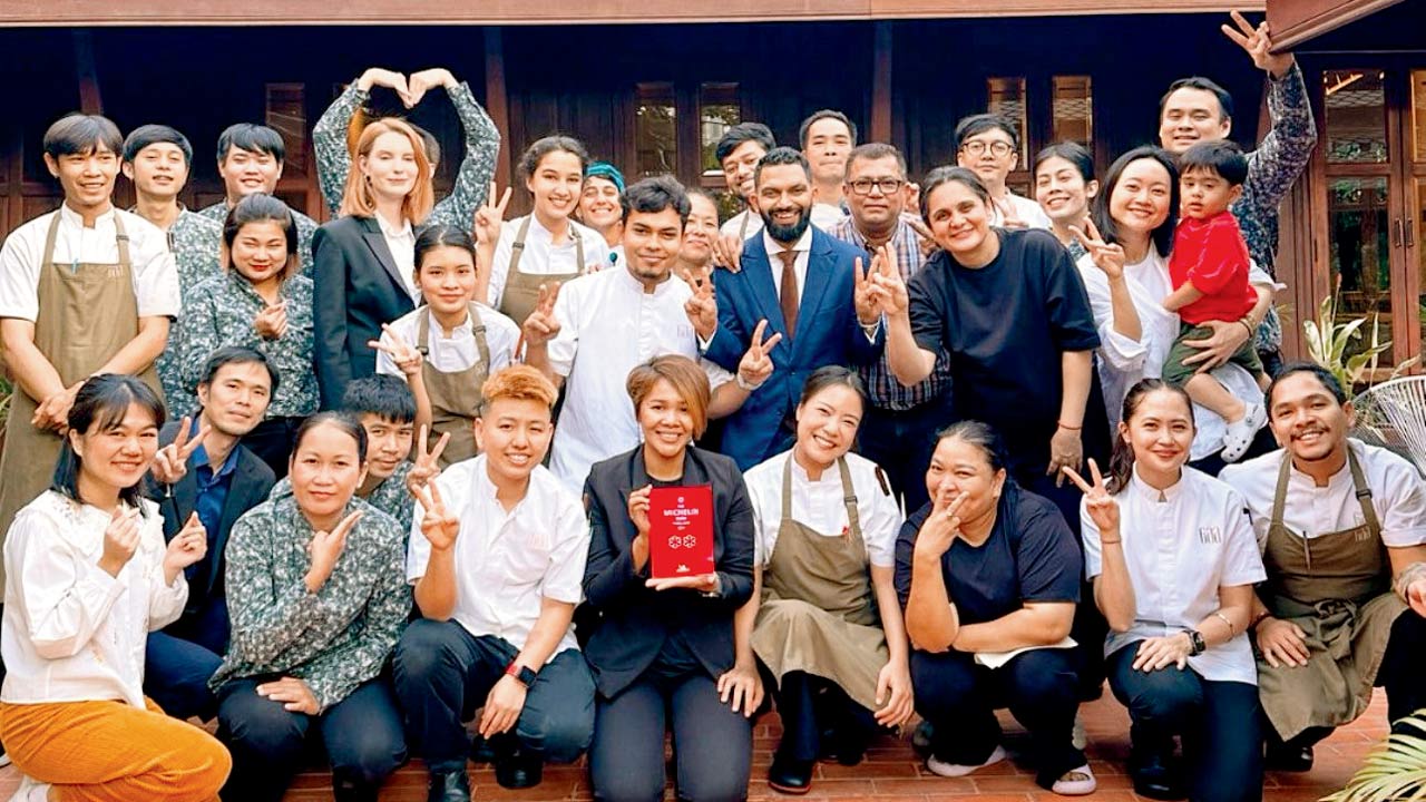 With team Restaurant Gaa in Bangkok after they received two Michelin stars  for the second consecutive year