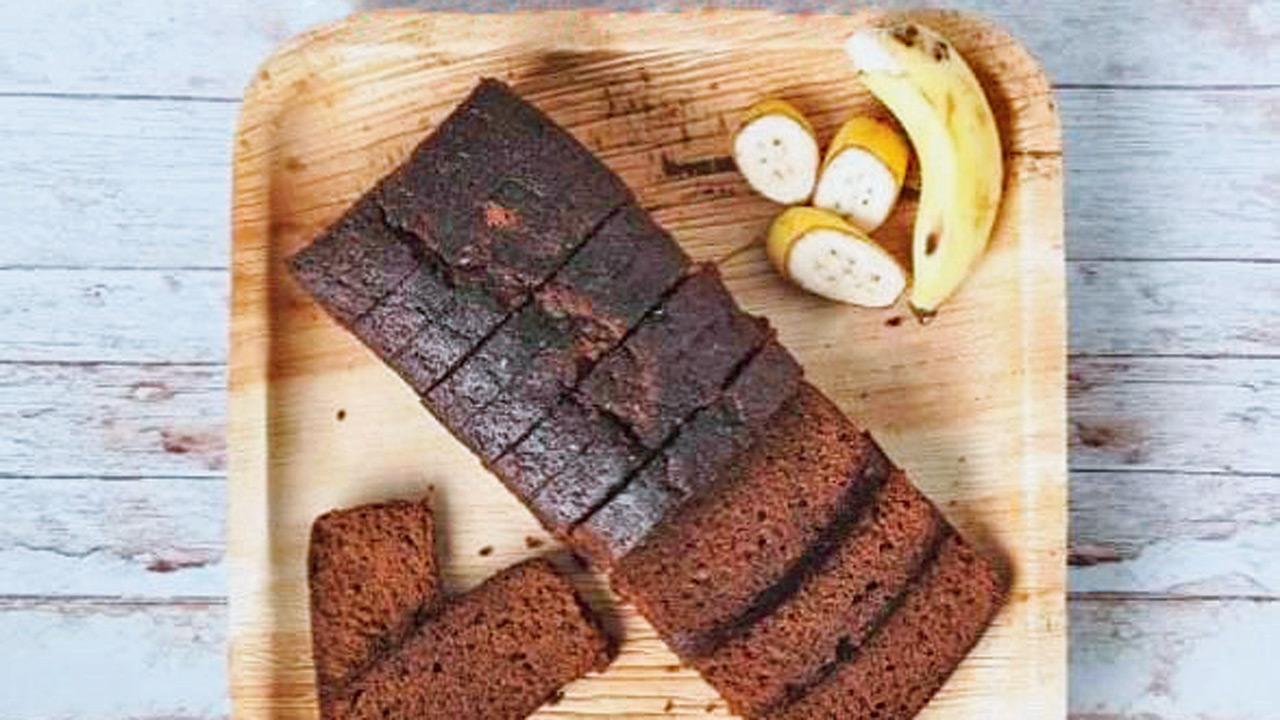 Banana date and walnut cake