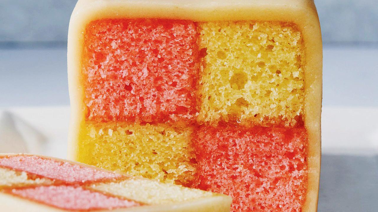 A loaf of Battenberg cake