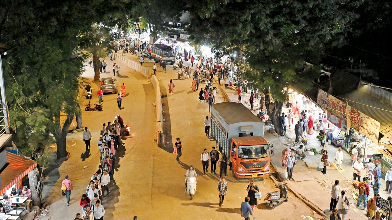 A BMC vehicle stationed at Bhaji Market Gully