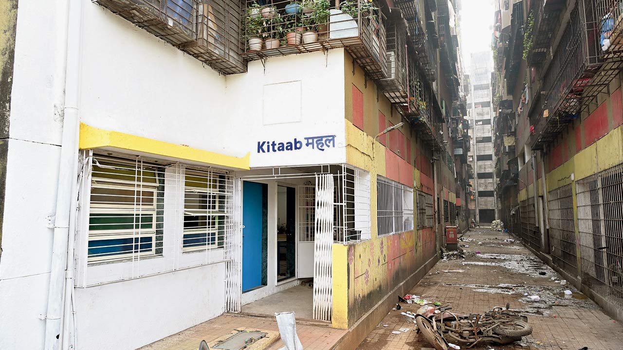 A view of the exteriors of the community library, Kitaab Mahal