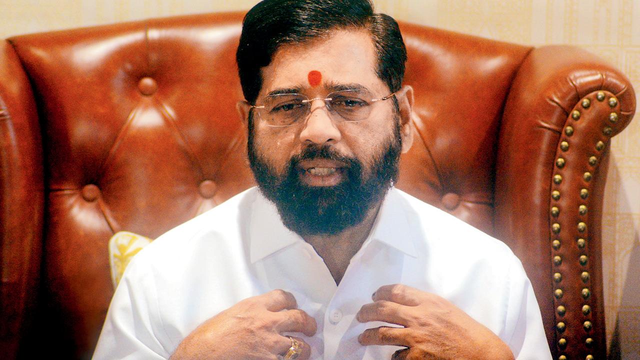 Eknath Shinde in Satara, on Sunday.  PIC/PTI