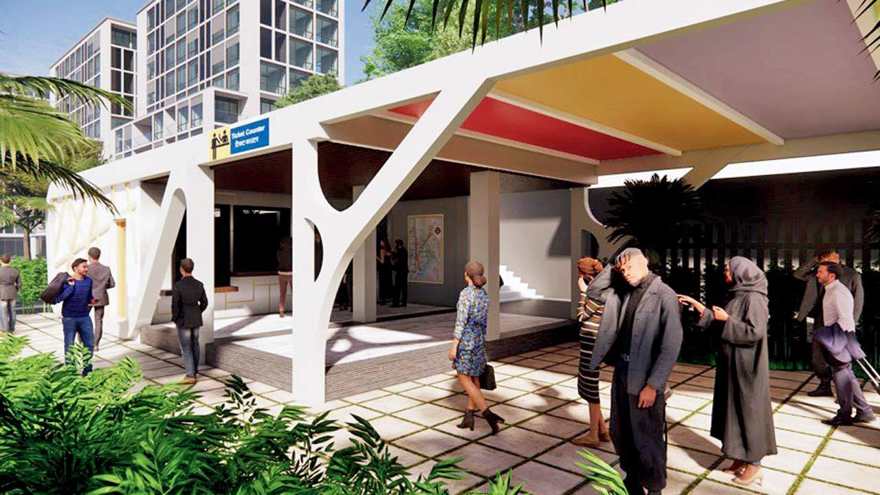 Artist’s rendering of the new look façade of Prabhadevi station