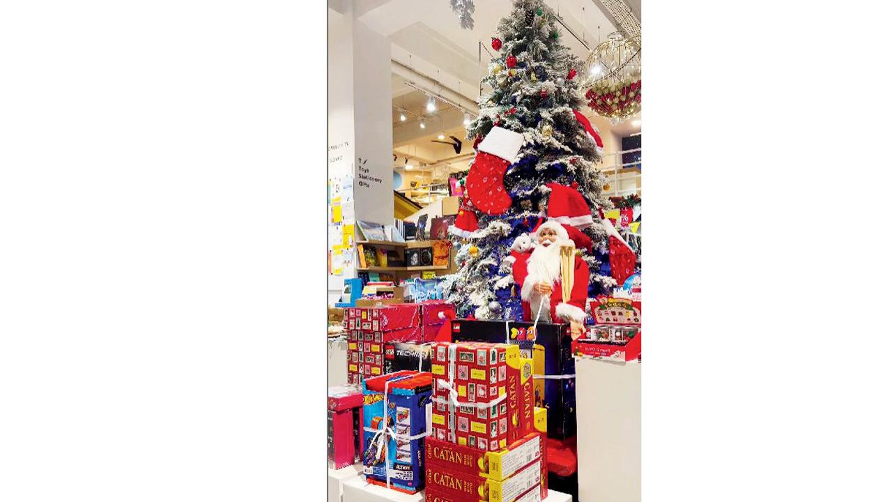 Festive décor at a Crossword store 
