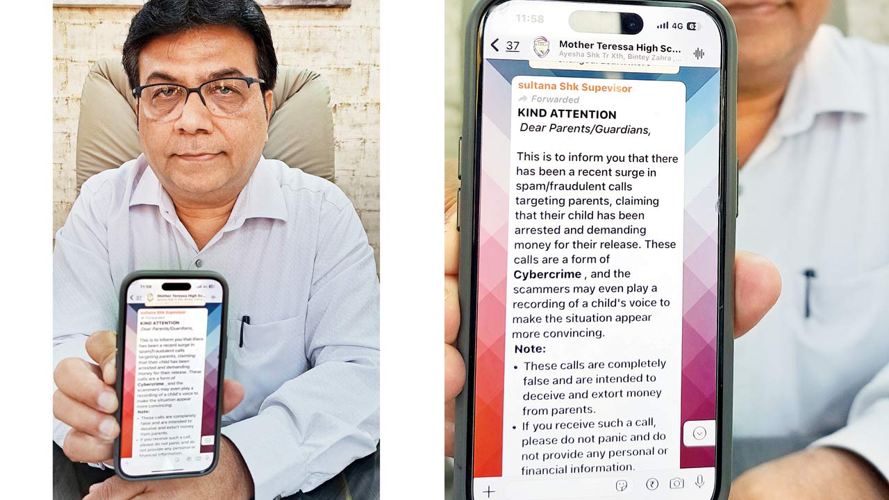 Principal showing awareness message sent to parents