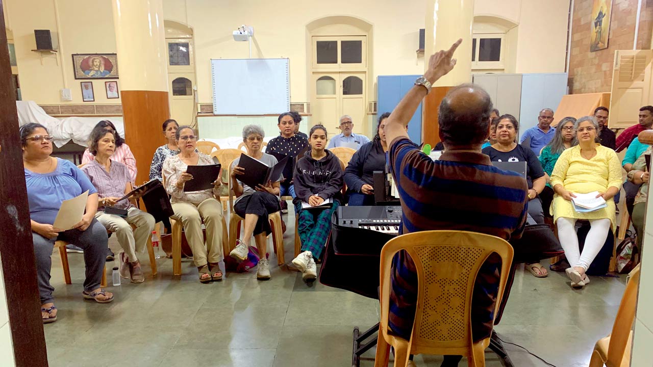 Choir practice is on in full swing at the Holy Name Cathedral in Colaba