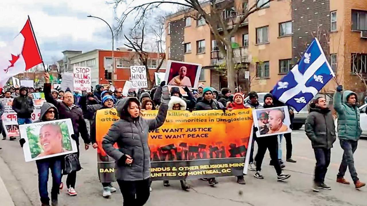 Hindus protest in Montreal against Bangladesh