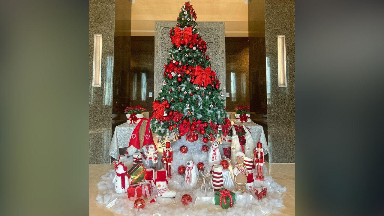 At InterContinental Marine Drive, the Christmas tree features big red bows that are hard to miss as you walk into the property in Mumbai during this festive season