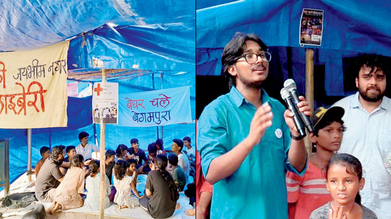 Students gather at the library (right) Adarsh Priyadarshi