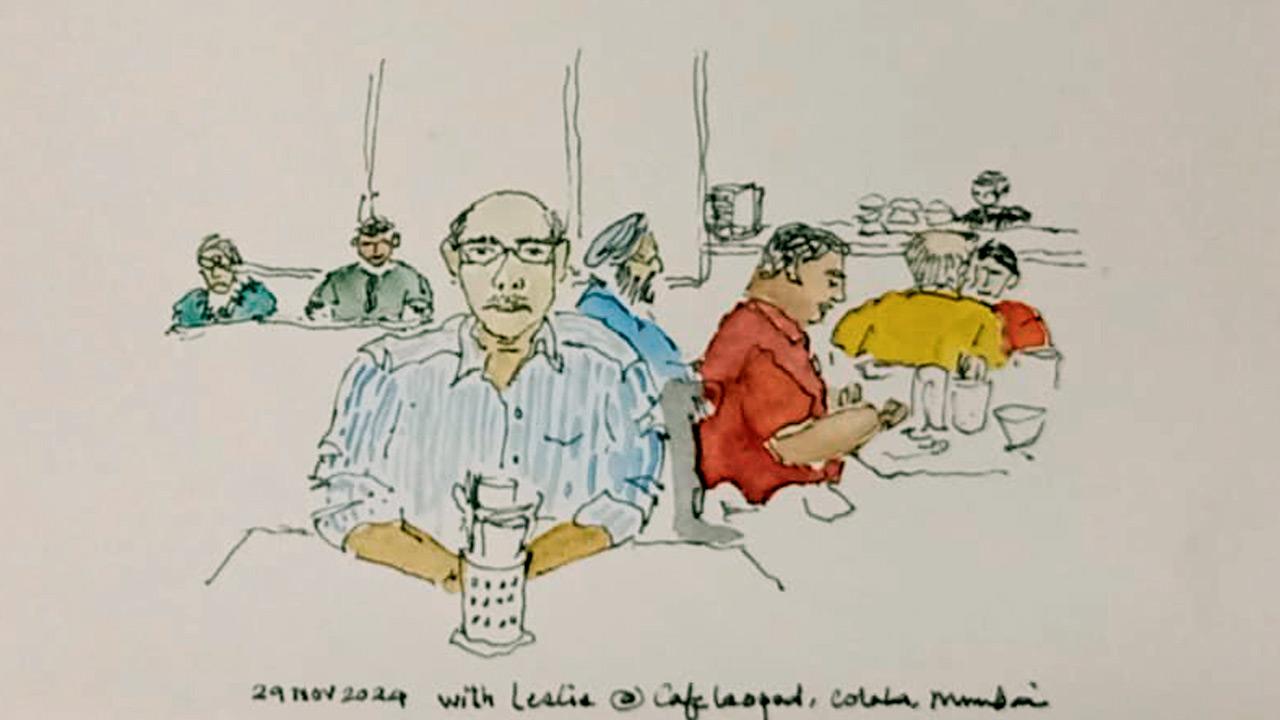 Bathé’s sketch of a patron at Leopold Café and Bar