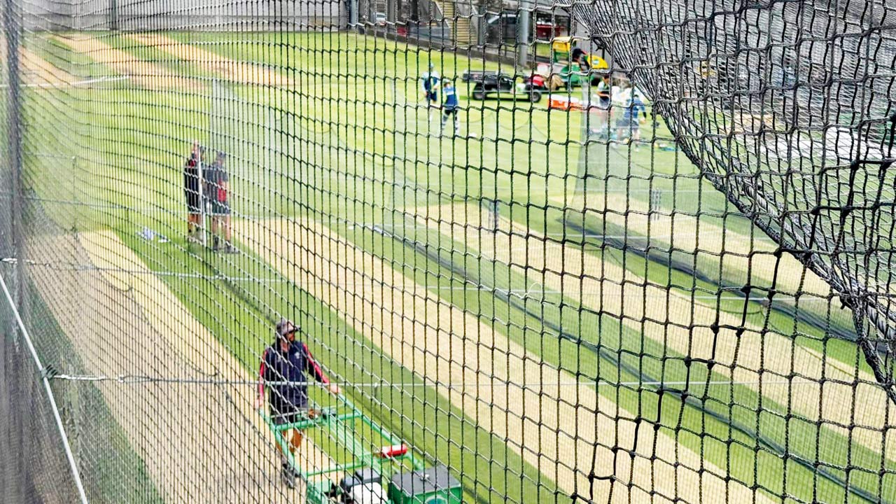 The Australians were allotted this pitch with hint of grass on Monday. Pics/Sandipan Banerjee