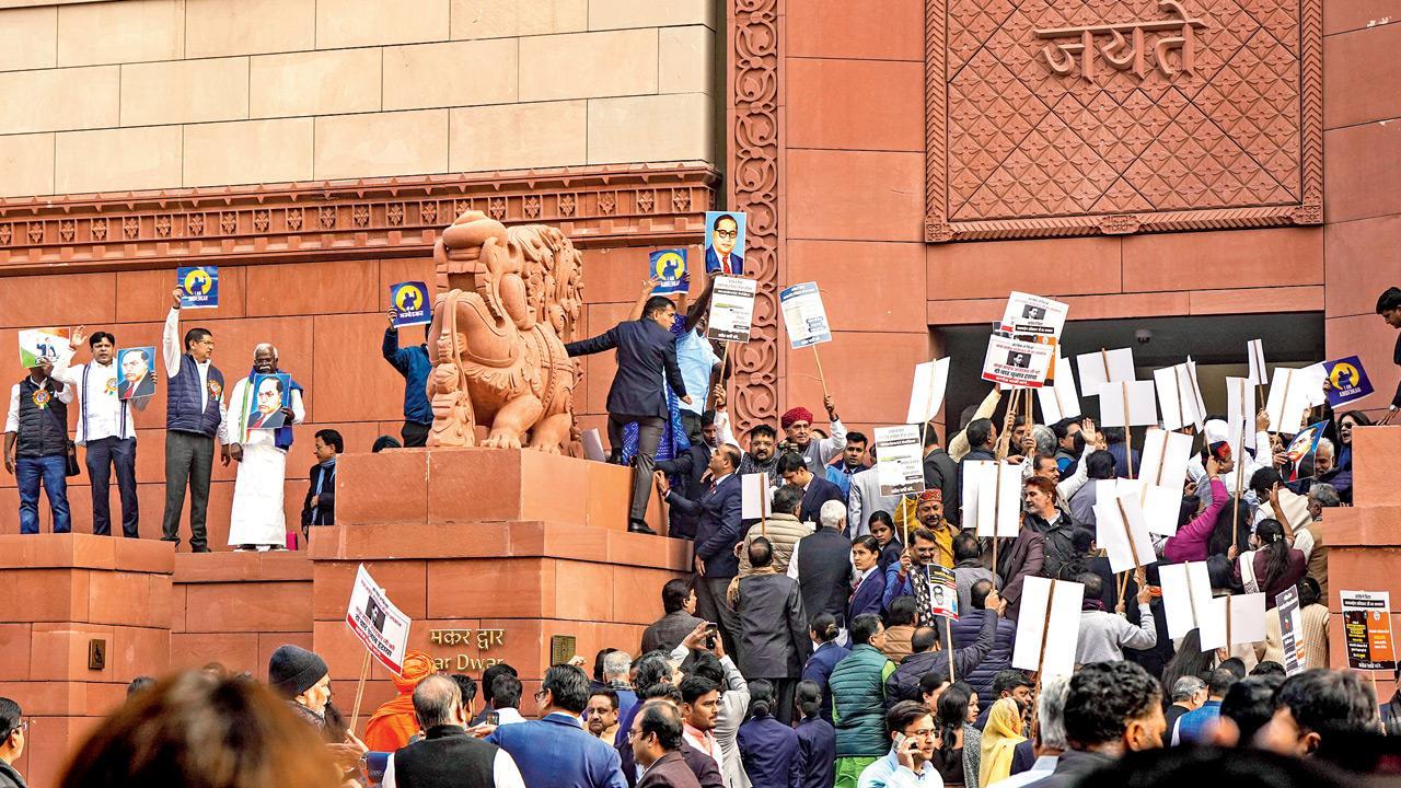 Ambedkar remark row: Opposition, BJP MPs scuffle in Parliament