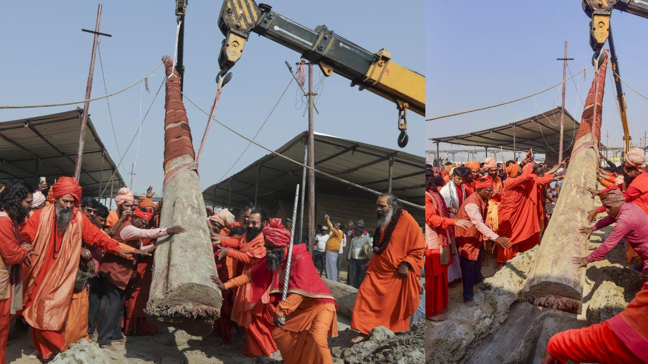 The Culture Department will set up 20 small stages at key locations across Prayagraj, allowing tourists, devotees, and locals to experience the country's diverse cultural heritage for 45 days (In Pic: Sadhus take part in Panchayati Akhada Mahanirvani’s ‘Dharma Dhwaja Pujan’, a religious ceremony on the banks of the Ganga river, ahead of the ‘Maha Kumbh Mela’ festival, in Prayagraj)