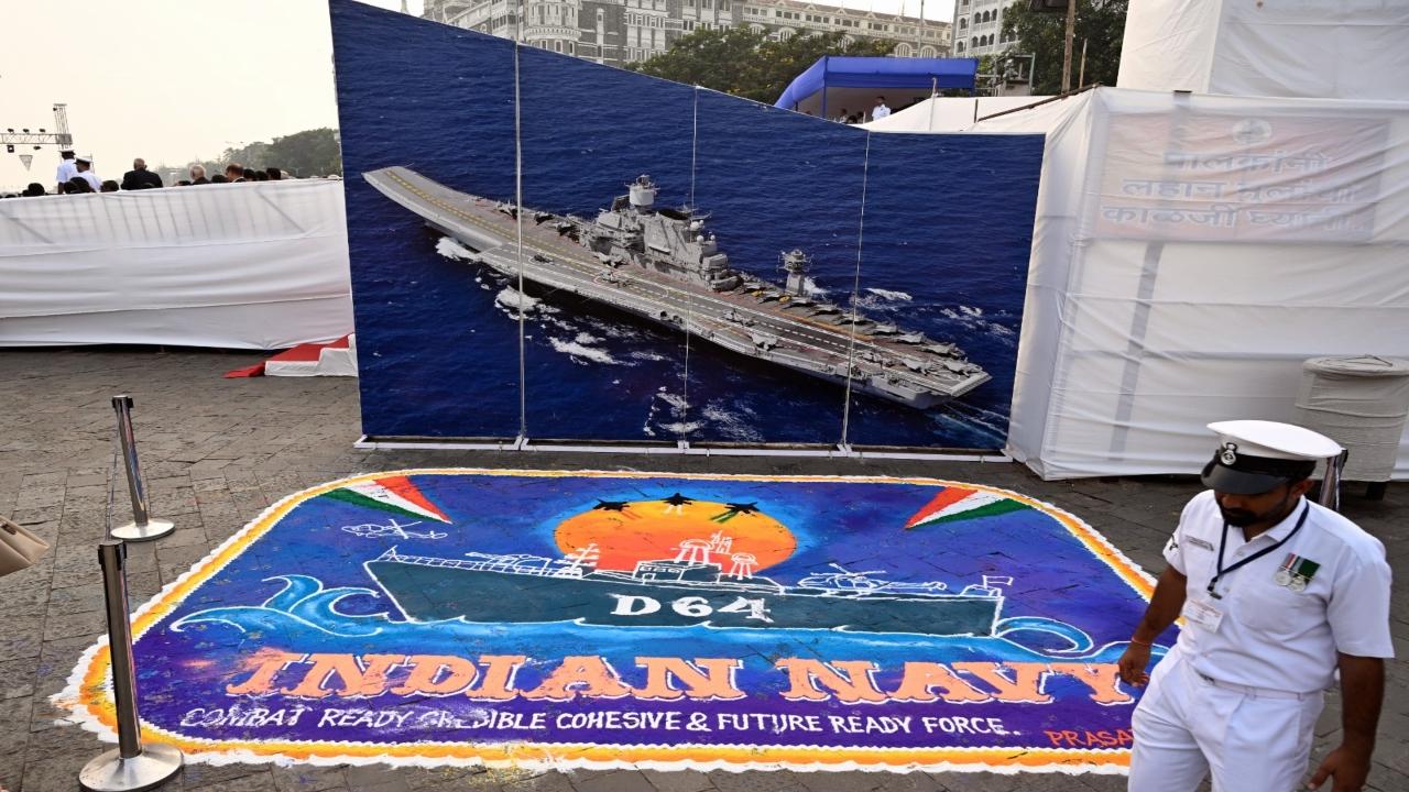 A spectacular Beating Retreat and Tattoo Ceremony was held at the iconic Gateway of India to commemorate Navy Day