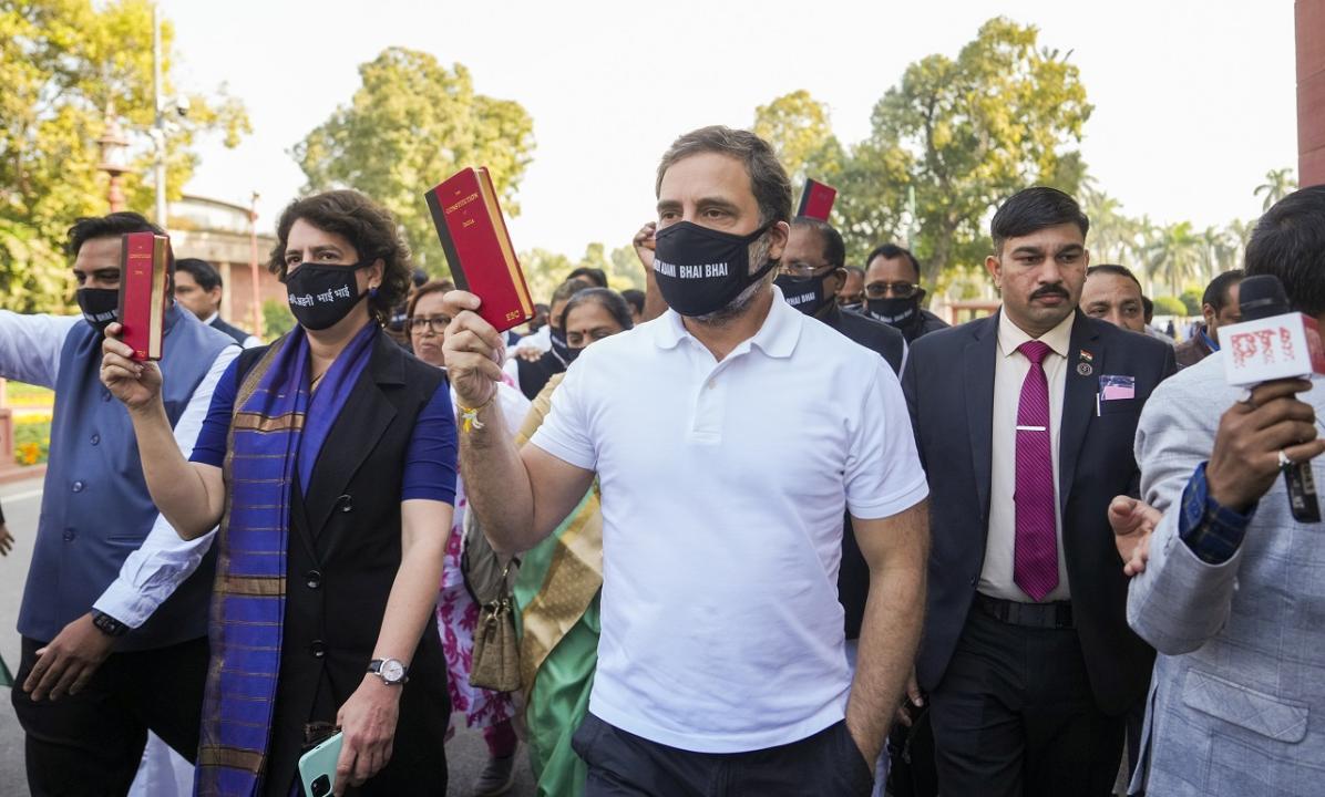 Opposition MPs including Rahul Gandhi take out protest march in Parliament against Adani issue