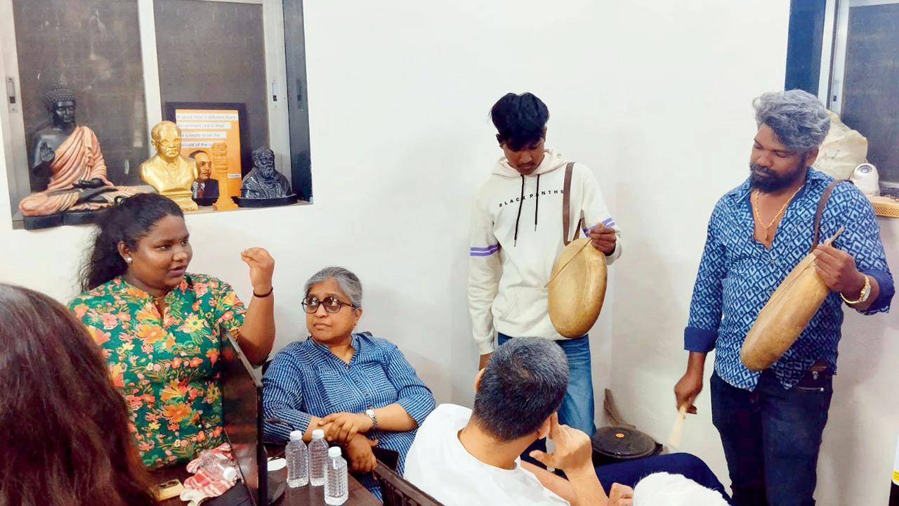 Members of the parai troupe from the Jai Bhim Foundation