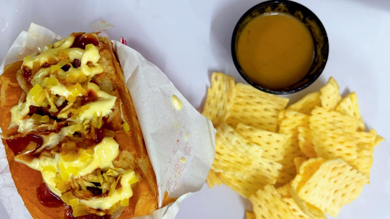 Chicken katsu sando with pumpkin crisps