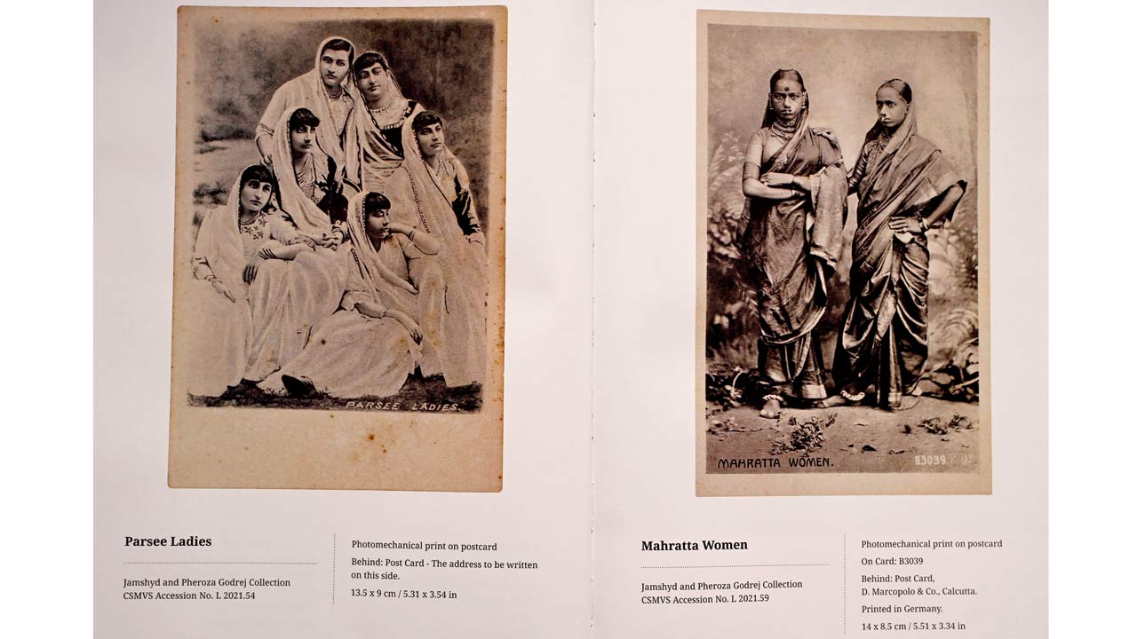 Parsee Ladies; (right) Mahratta Women. Jamshyd and Pheroza Godrej Collection. Photomechanical prints on postcards