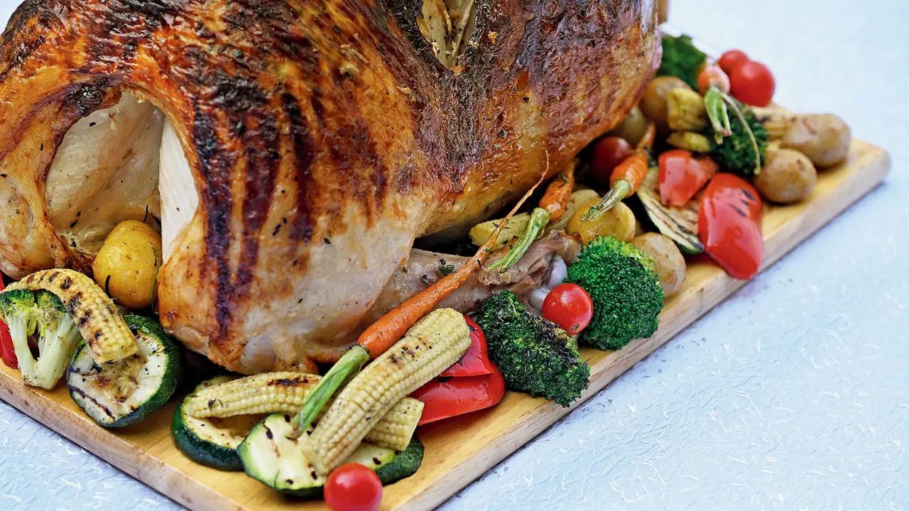 Roast Turkey with pistachio cranberry stuffing, Gallops, Mahalaxmi