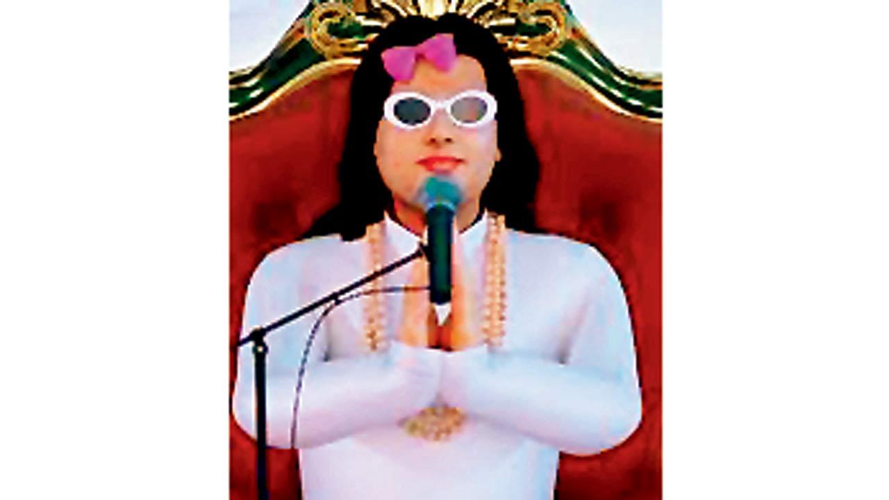 Still from an episode of “Adventures of Pookie Baba” created by Instagram account @emoboisofindia on Anirudhacharya Ji Maharaj aka Gen Z’s favourite Baba