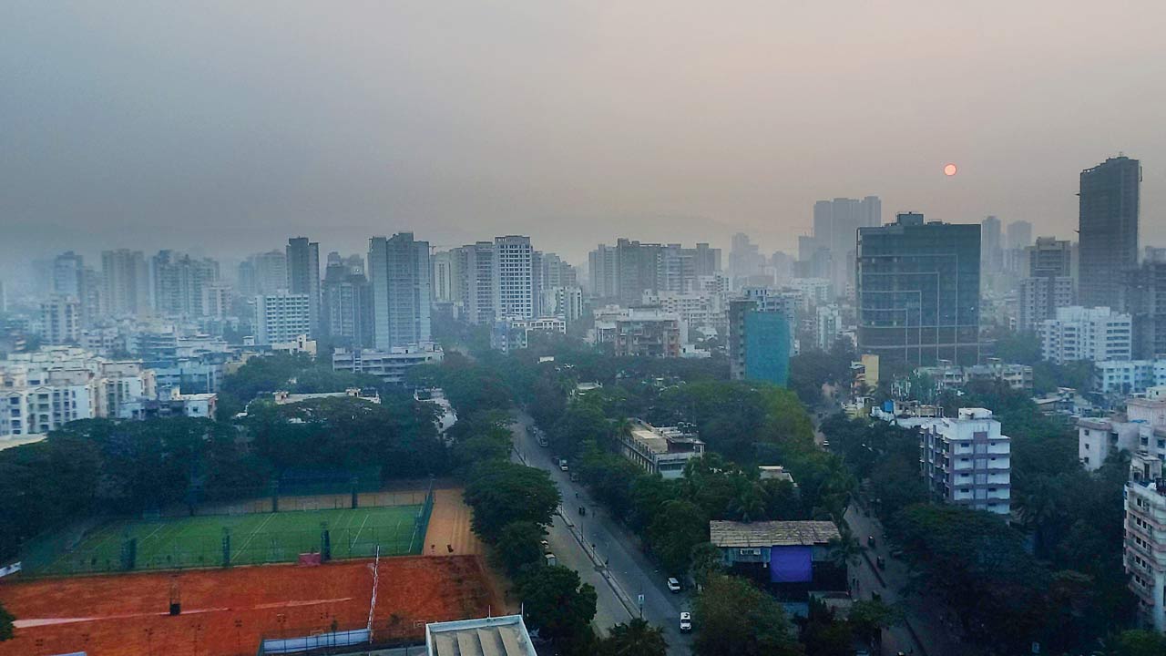 Dec 30: The same spot is shrouded in smog on the morning of December 30