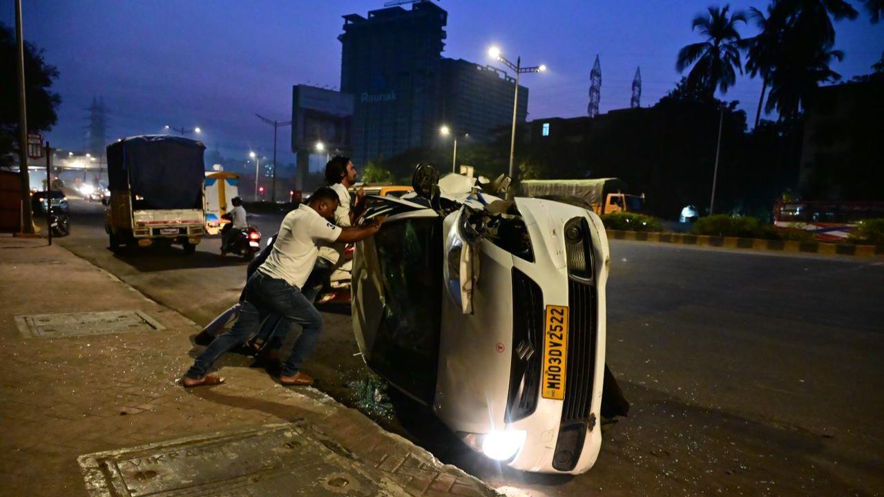 According to eyewitnesses, there were no passengers in the car, and the driver sustained only minor injuries.