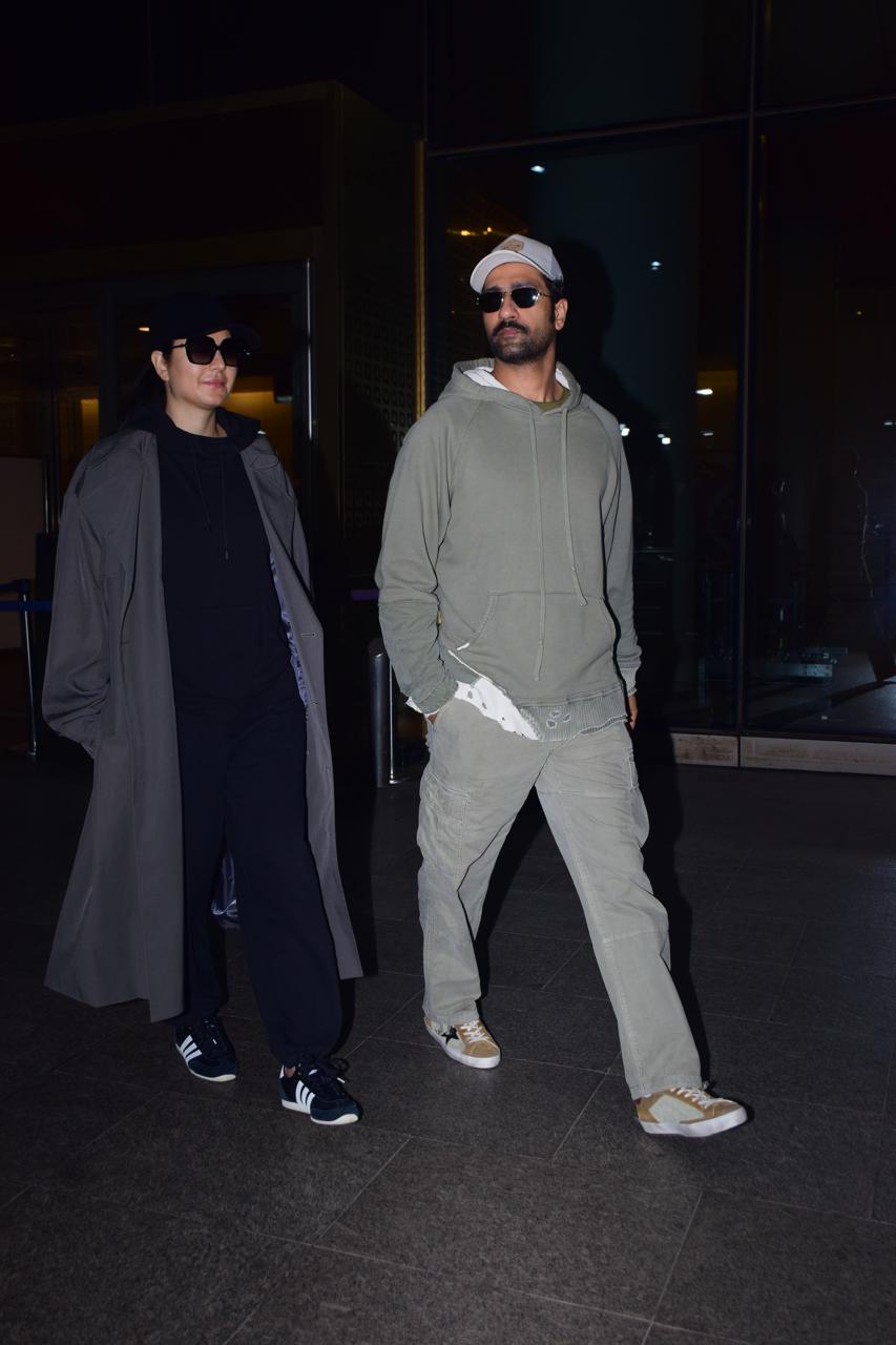 Vicky Kaushal and Katrina Kaif were snapped at Mumbai airport as they retuned to the city