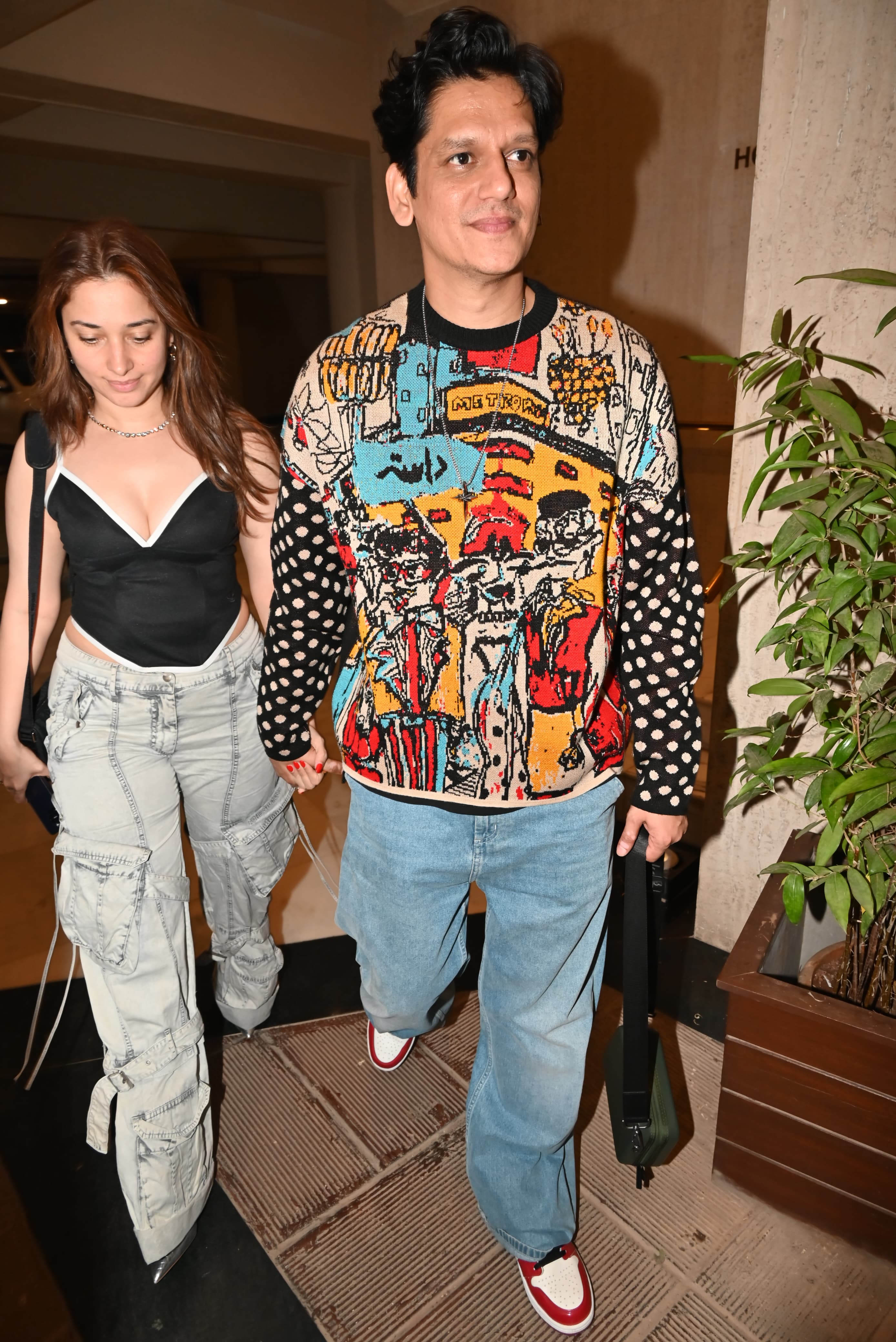 Vijay Varma and Tamannaah Bhatia walked hand in hand as they left Manish Malhotra's residence