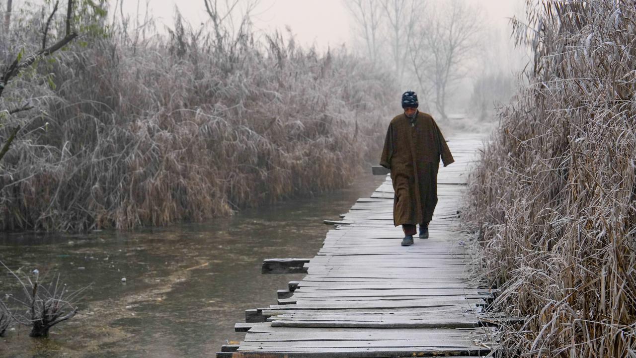 Minimum temperatures dropped several notches below the freezing point in other parts of the valley as well. Photos Courtesy: PTI