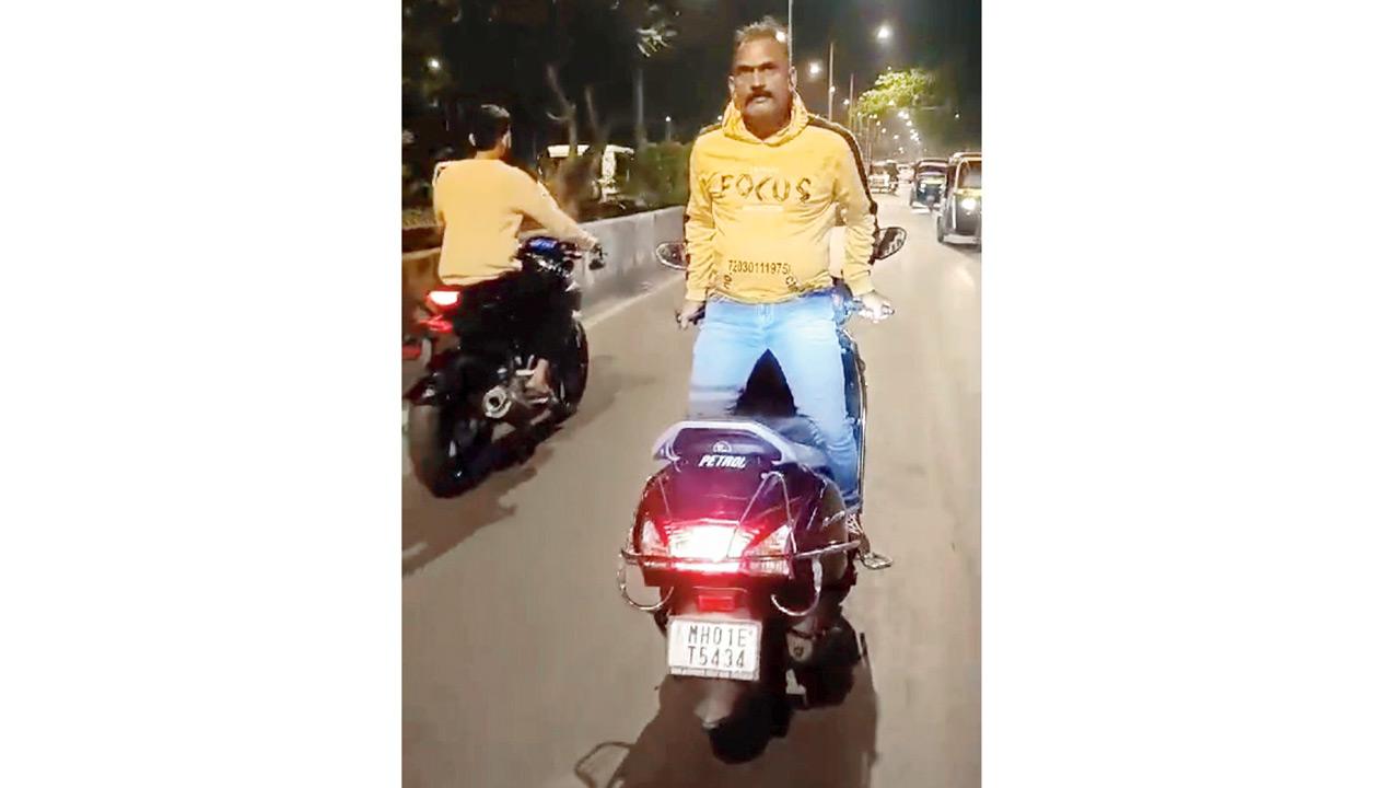 Screengrab of the viral video showing Shaikh performing stunts