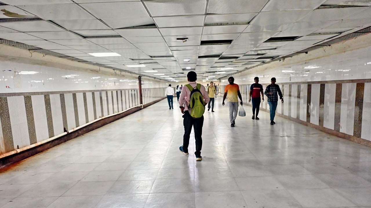 Paan stained walls of Churchgate Subway. Pics/Shadab Khan