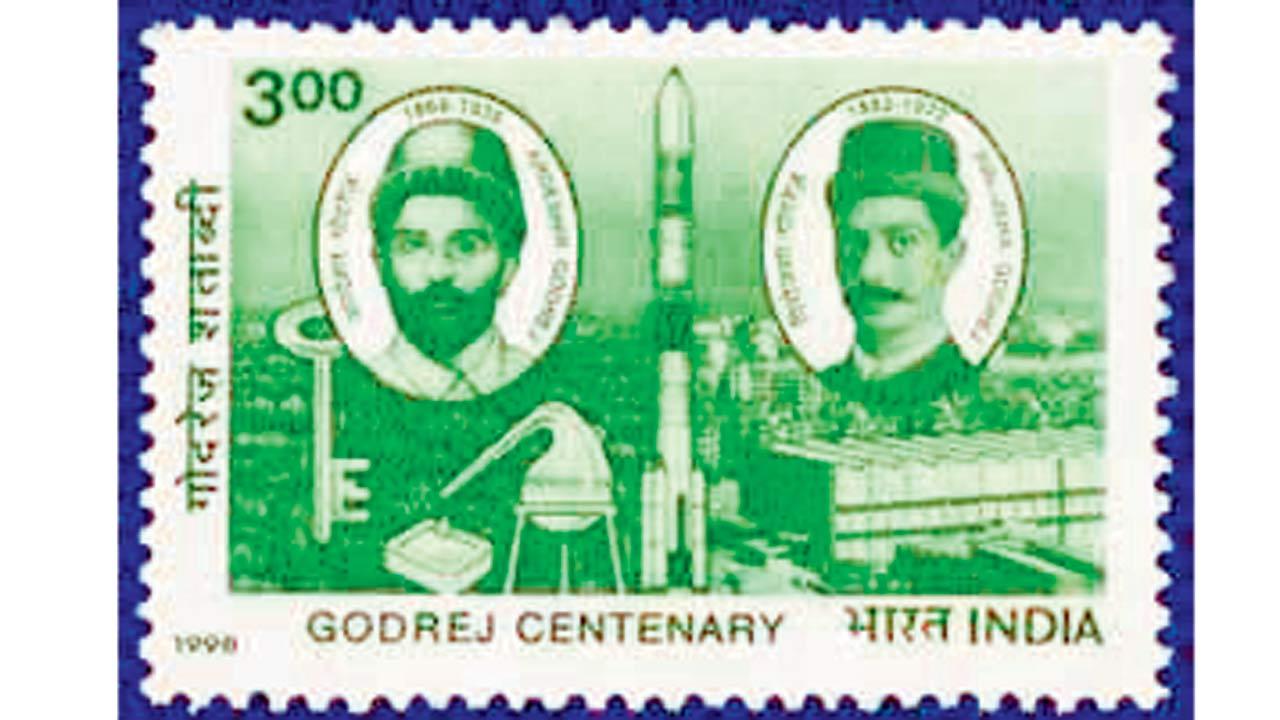 A 1990 stamp commemorating Ardeshir Godrej and Pirojsha Godrej