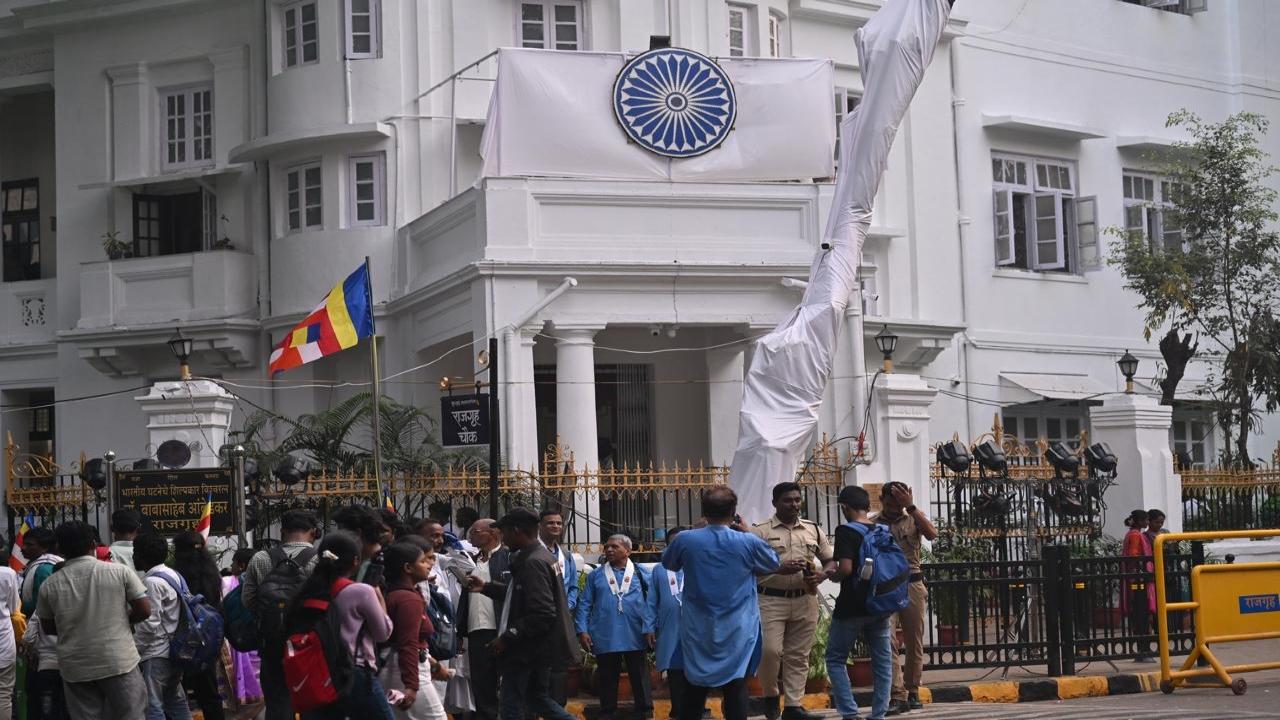 Followers of Dr Ambedkar gather at his residence, Rajgruha, in Hindu Colony, Dadar