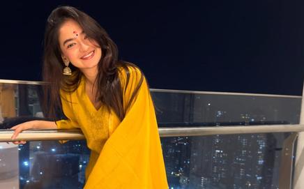 Anushka Sen poses in her new apartment