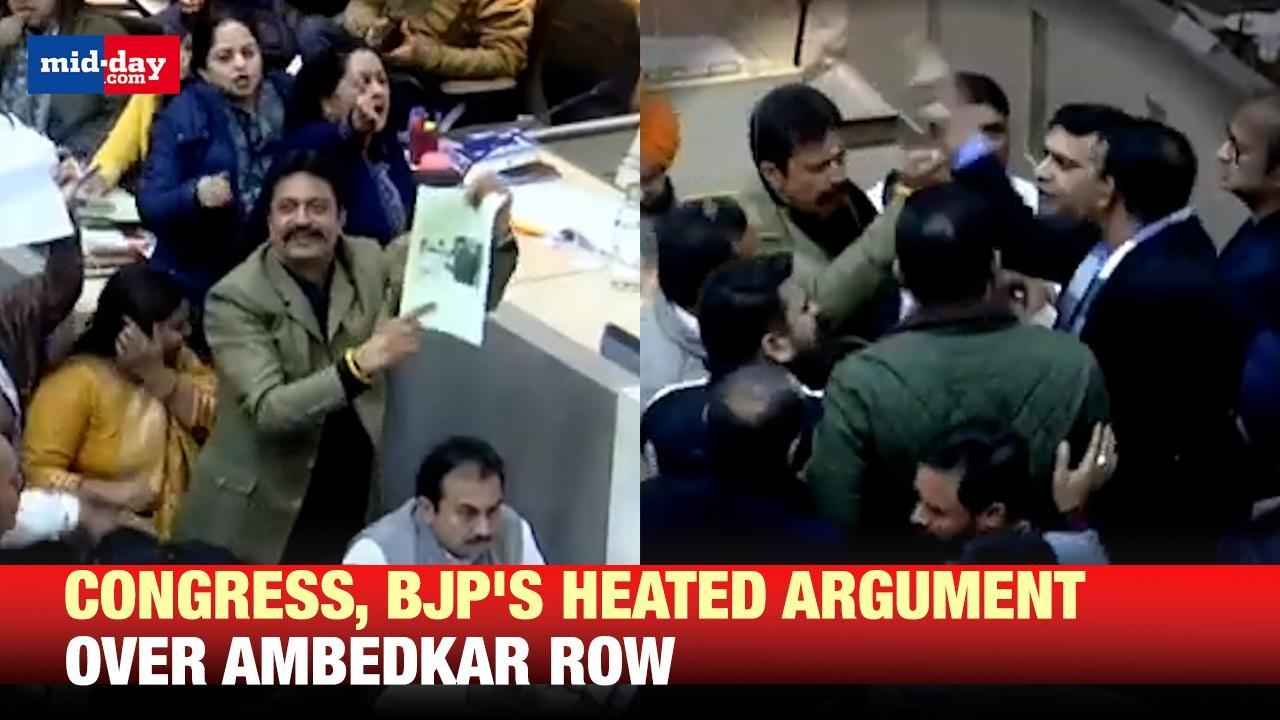 Violent Scuffle erupts between Congress & BJP Over Dr Ambedkar