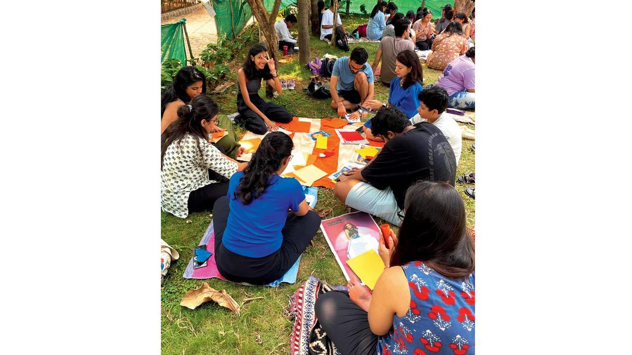 People sketch at a previous session of Bandra Reads