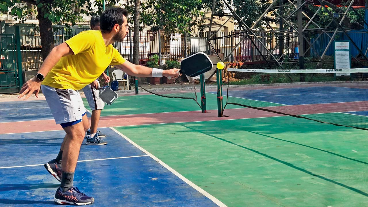 A player practises for the tournament