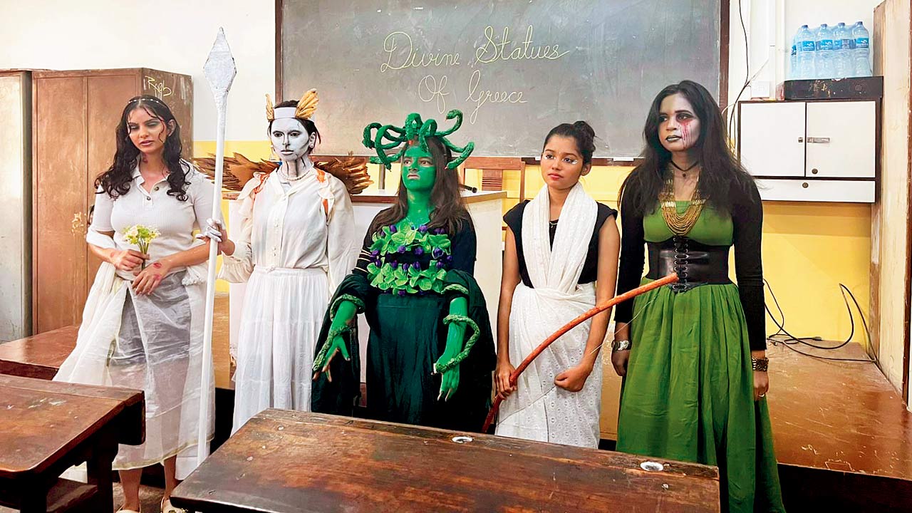 Students dressed as characters from Greek mythology  