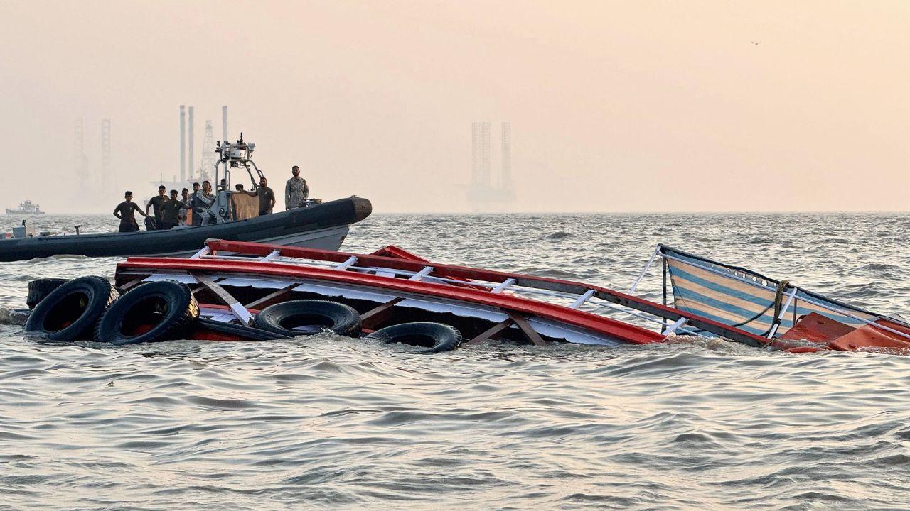 The boat had 111 passengers onboard, though the capsized boat had a capacity of 90 people. (In Pic: Indian defence personnel carrying out rescue operation after an accident off the coast of Mumbai)