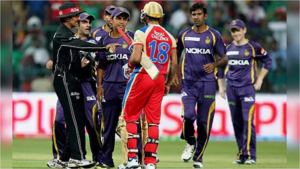 In a 2013 IPL match, a fiery clash took place between Kolkata Knight Riders' captain Gautam Gambhir and Royal Challengers Bangalore's captain Virat Kohli. After Kohli was dismissed, caught by Eoin Morgan off Laxmipati Balaji’s bowling, he exchanged words with Gambhir while walking back to the pavilion.