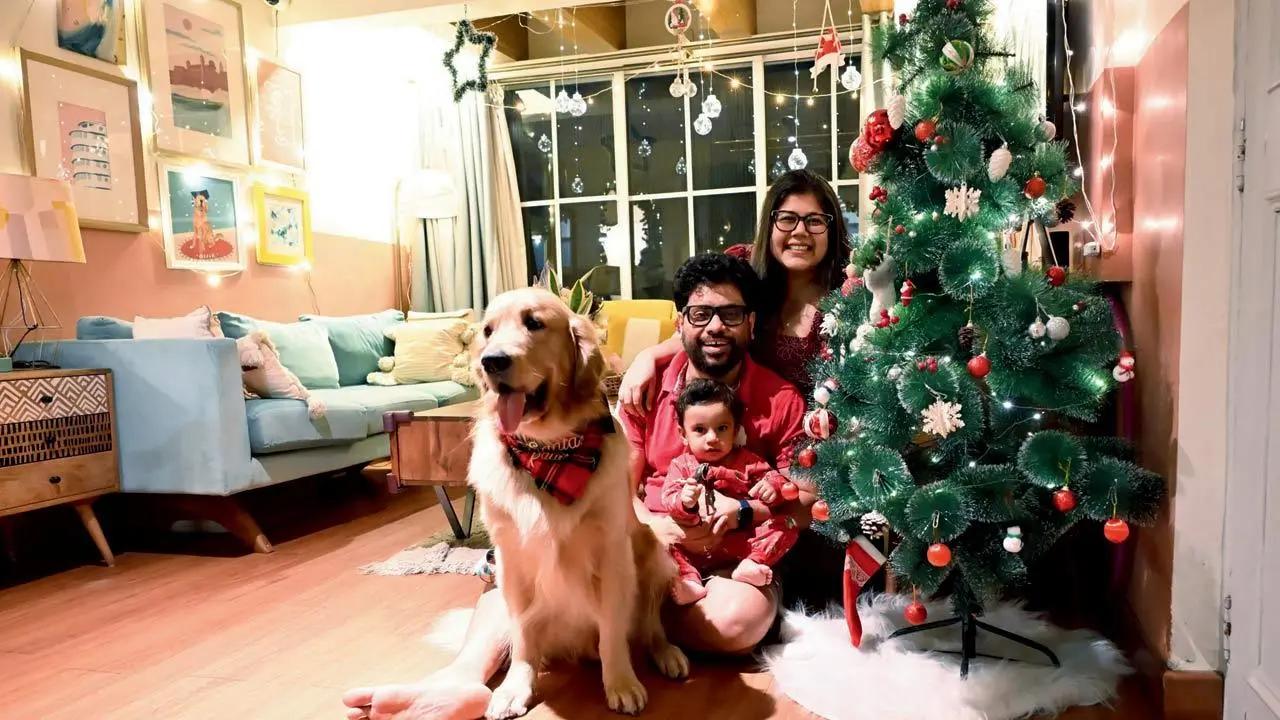 Basic obedience training of Ollie, Raisingh family’s Golden Retriever, has helped the Powai-based family to enjoy a beautifully decorated Christmas every year. Pic/Sayyed Sameer Abedi
Secure the treeA stable, anchored Christmas tree is a must in a home with pets. Use a sturdy stand that matches the weight and size of your tree, especially if it’s heavily decorated. Fine gauge wire can be used to tie the tree to a wall or a ceiling hook.
